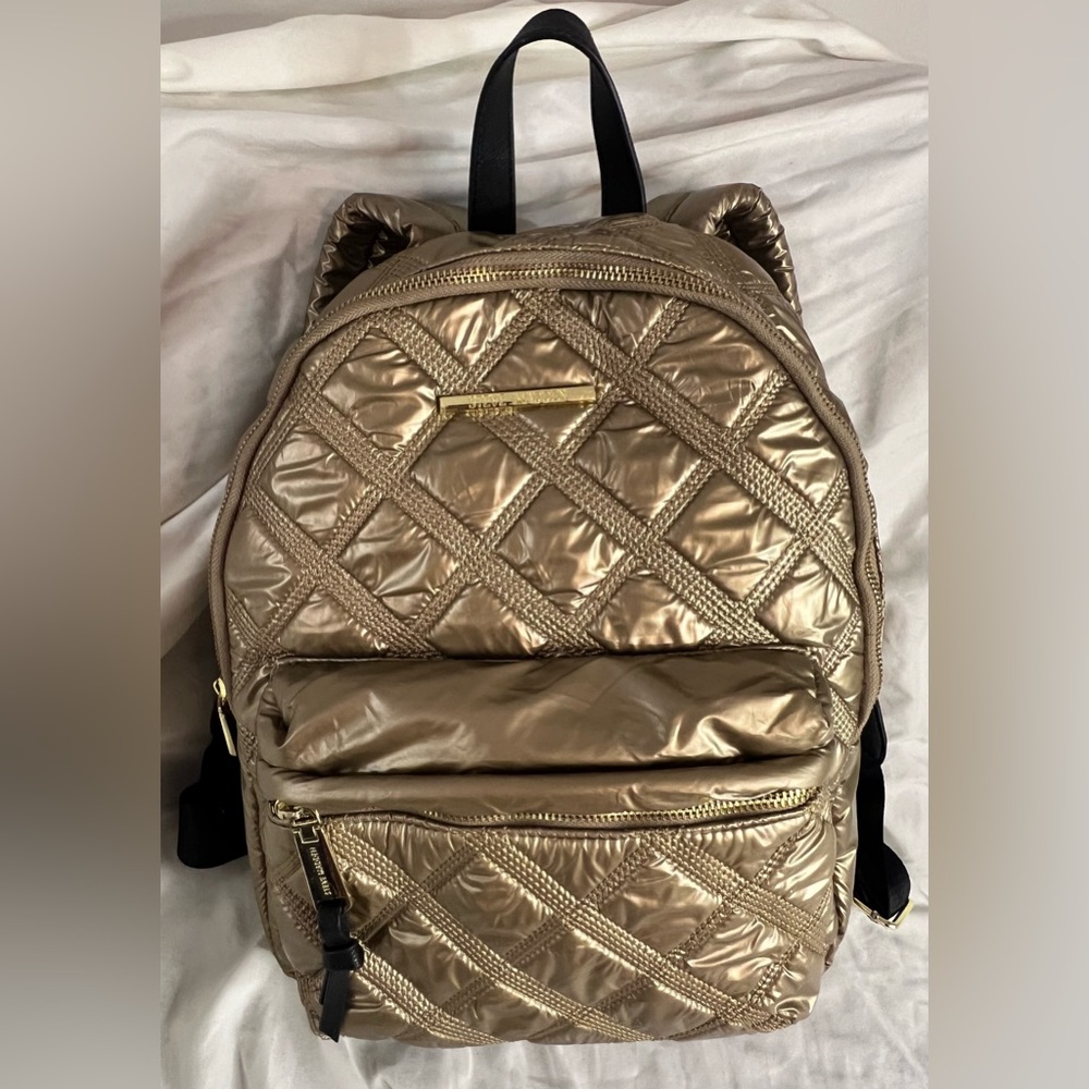 Steve Madden Metallic Gold Quilted Backpack